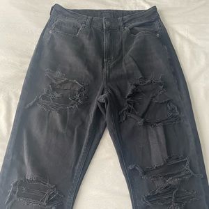American Eagle Outfitters Black Ripped Mom Jeans